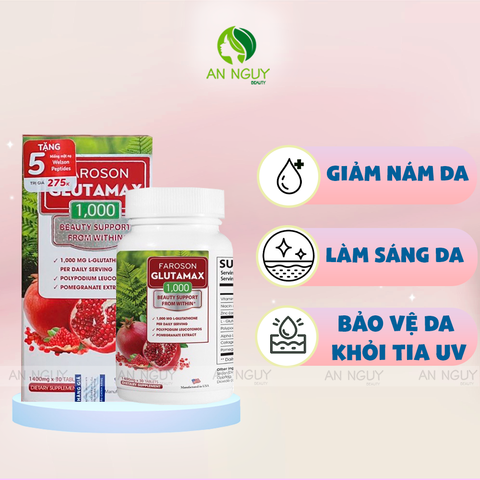 Viên Uống Faroson Glutamax 1000 Chống Oxy Hóa, Làm Sáng Da 30 Viên