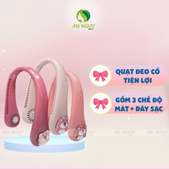 Quạt Đeo Cổ Mini Không Cánh Wind 3 Chế Độ Làm Mát Kèm Bộ Sạc USB Hình Thú Dễ Thương Nhiều Màu