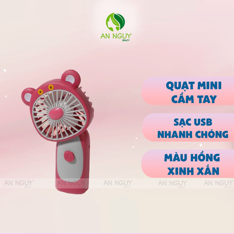 Quạt Cầm Tay Mini Sạc Pin USB (Hình Gấu/Thỏ)