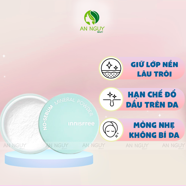 Phấn Phủ Innisfree No-Sebum Mineral Powder Kiềm Dầu, Giúp Da Khô Thoáng 5gr