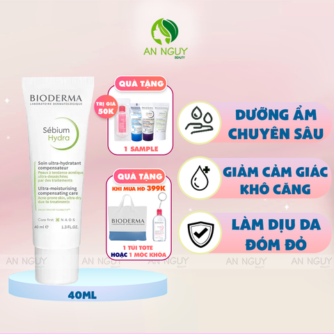 Kem Dưỡng Ẩm Bioderma Sébium Hydra Giảm Khô Căng, Bong Tróc Da Mụn 40ml