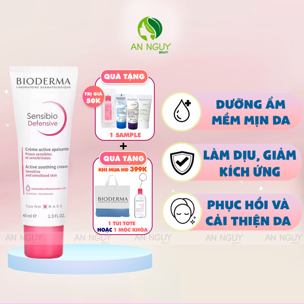 Kem Dưỡng Bioderma Sensibio Defensive Cream Làm Dịu, Dưỡng Ẩm Cho Da