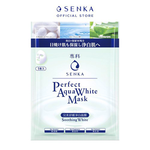 Mặt Nạ Senka Perfect Aqua White Mask Soothing White Làm Trắng, Dịu Mát Da 23gr