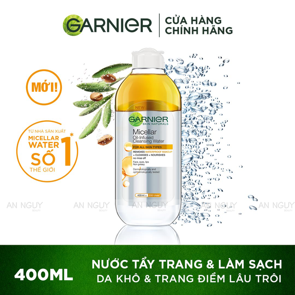 Nước Tẩy Trang Garnier Micellar Oil-Infused Cleansing Water Dành Cho Da Khô, Nhạy Cảm