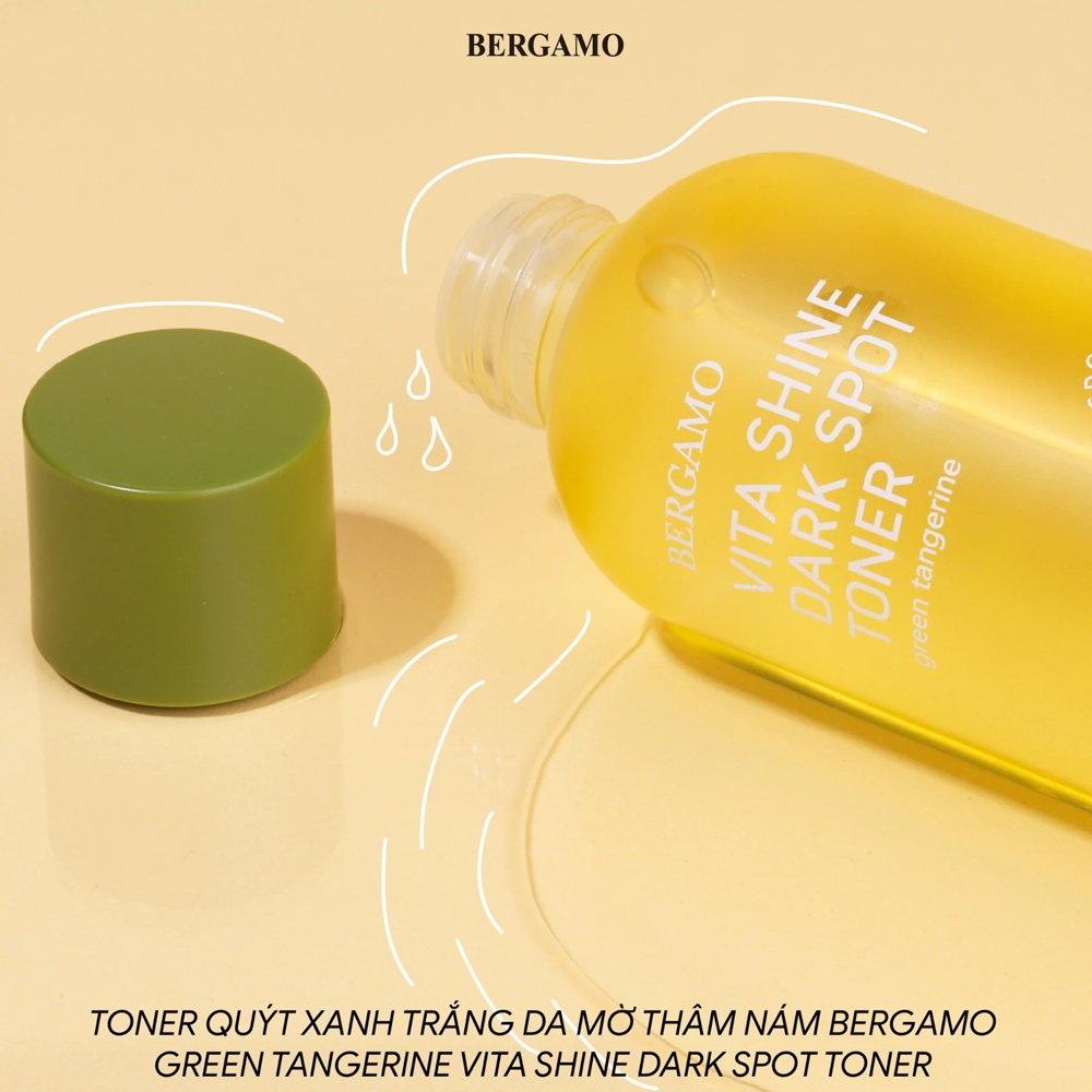 Nước Hoa Hồng Bergamo Green Tangerine Vita Shine Dark Spot Toner Quýt Xanh Trắng Da Mờ Thâm 180ml