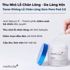 Nước Hoa Hồng Dạng Miếng Medicube Zero Pore Pad 2.0 Thu Nhỏ Lỗ Chân Lông 70 Miếng