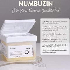 Nước Hoa Hồng Dạng Miếng Toner Pad Numbuzin No.5 Vitamin-Niacinamide Concentrated 70 Miếng