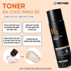 Nước Hoa Hồng PrettySkin B3 Multi Active Toner Dưỡng Da Trắng Sáng 205ml