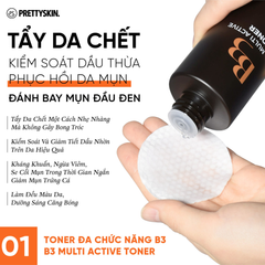 Nước Hoa Hồng PrettySkin B3 Multi Active Toner Dưỡng Da Trắng Sáng 205ml