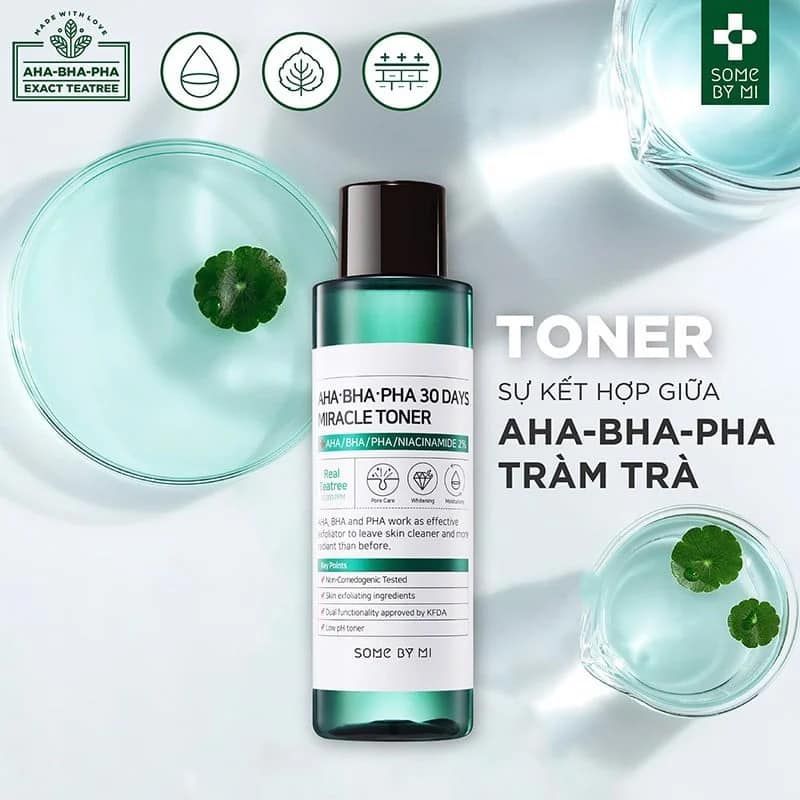 Nước Hoa Hồng Some By Mi AHA-BHA-PHA Miracle Toner 30 Days Cho Da Mụn