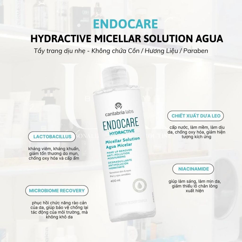 Nước Tẩy Trang Endocare Hydractive Micellar Solution Agua Micelar 400ml