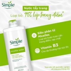 Nước Tẩy Trang Simple Micellar Cleansing Water Làm Sạch Da Dịu Nhẹ