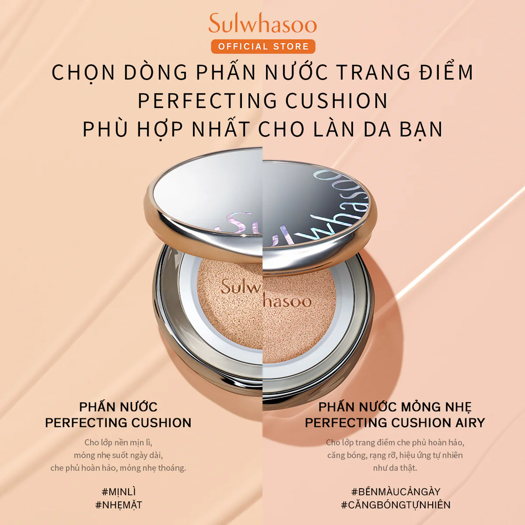 Phấn Nước Sulwhasoo Perfecting Cushion Airy Coussin De Teint Aéré Mỏng Mịn #21N1 Beige 5g