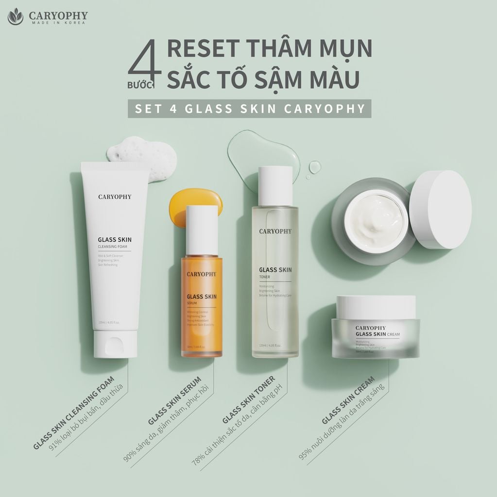 Sữa Rửa Mặt Caryophy Glass Skin Cleansing Foam Tạo Bọt Dưỡng Sáng Da 120ml