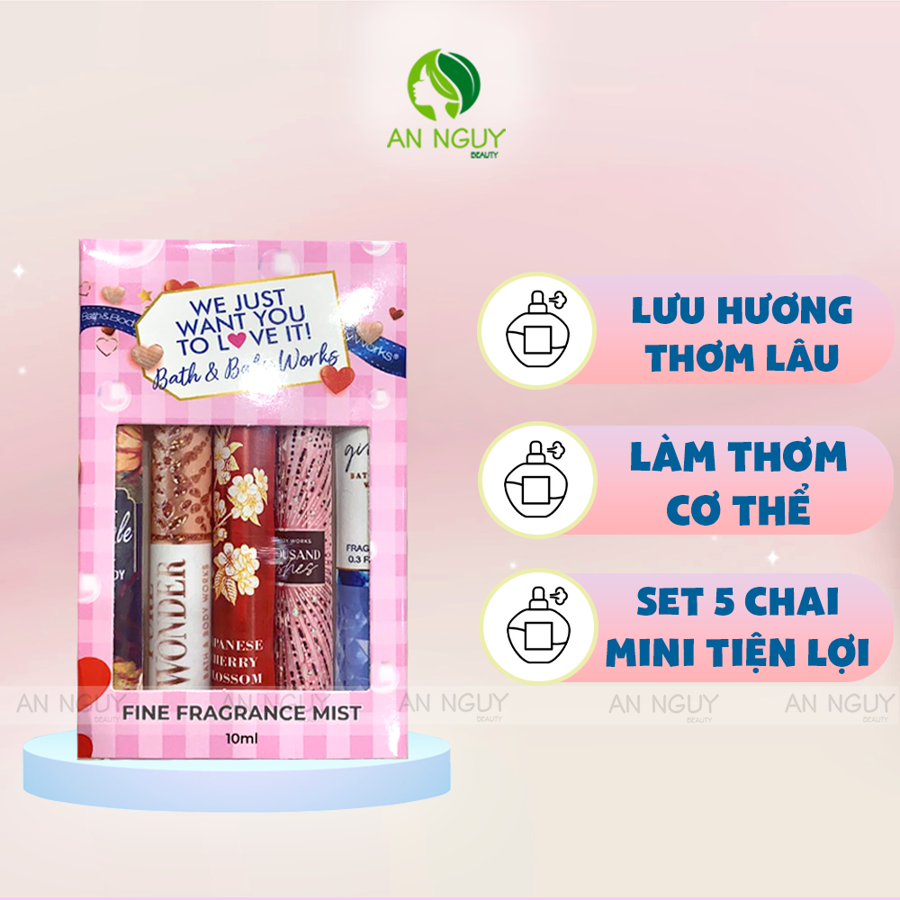 Set 5 Chai Chiết Xịt Thơm Bath & Body Works (10ml x 5)