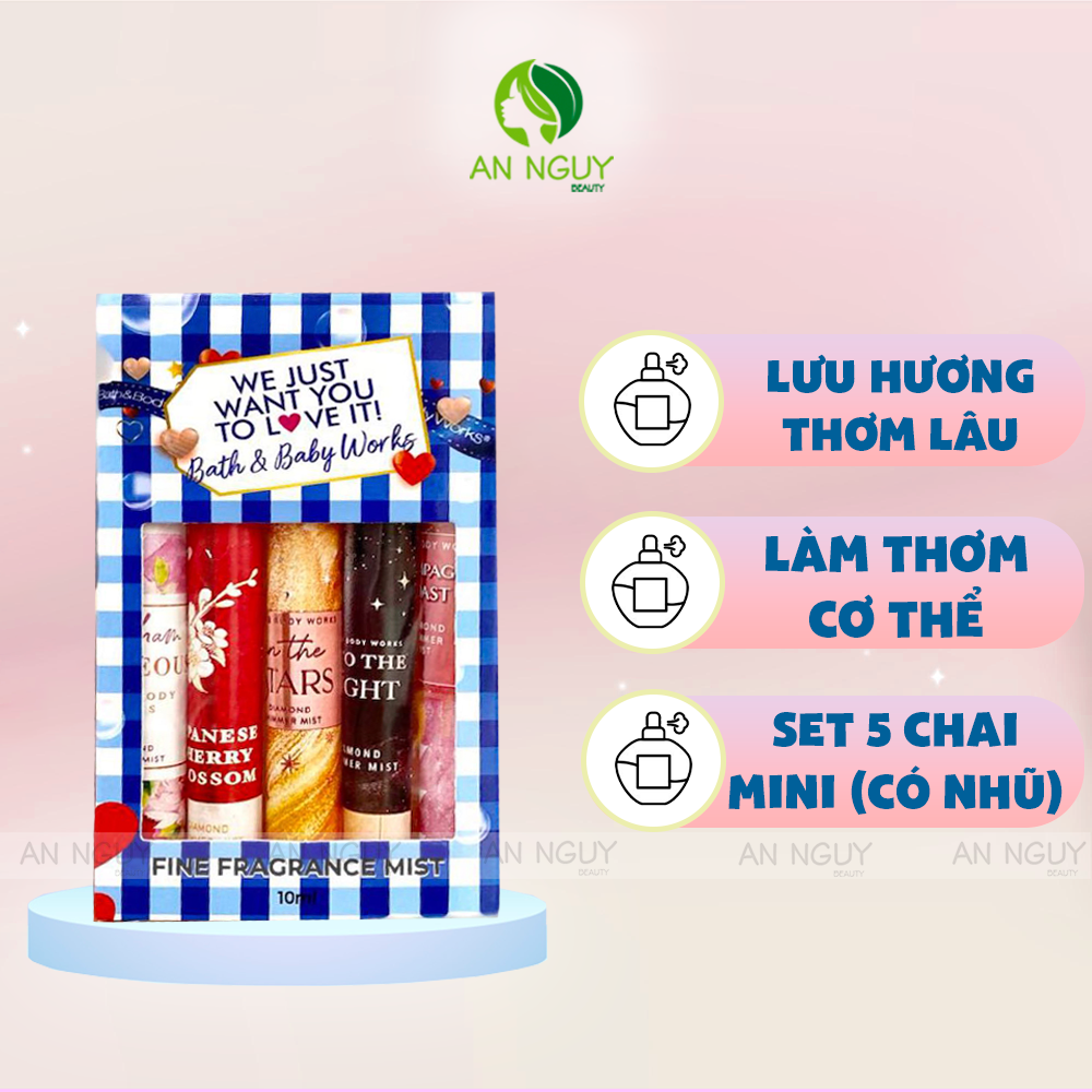 Set 5 Chai Chiết Xịt Thơm Bath & Body Works (10ml x 5)