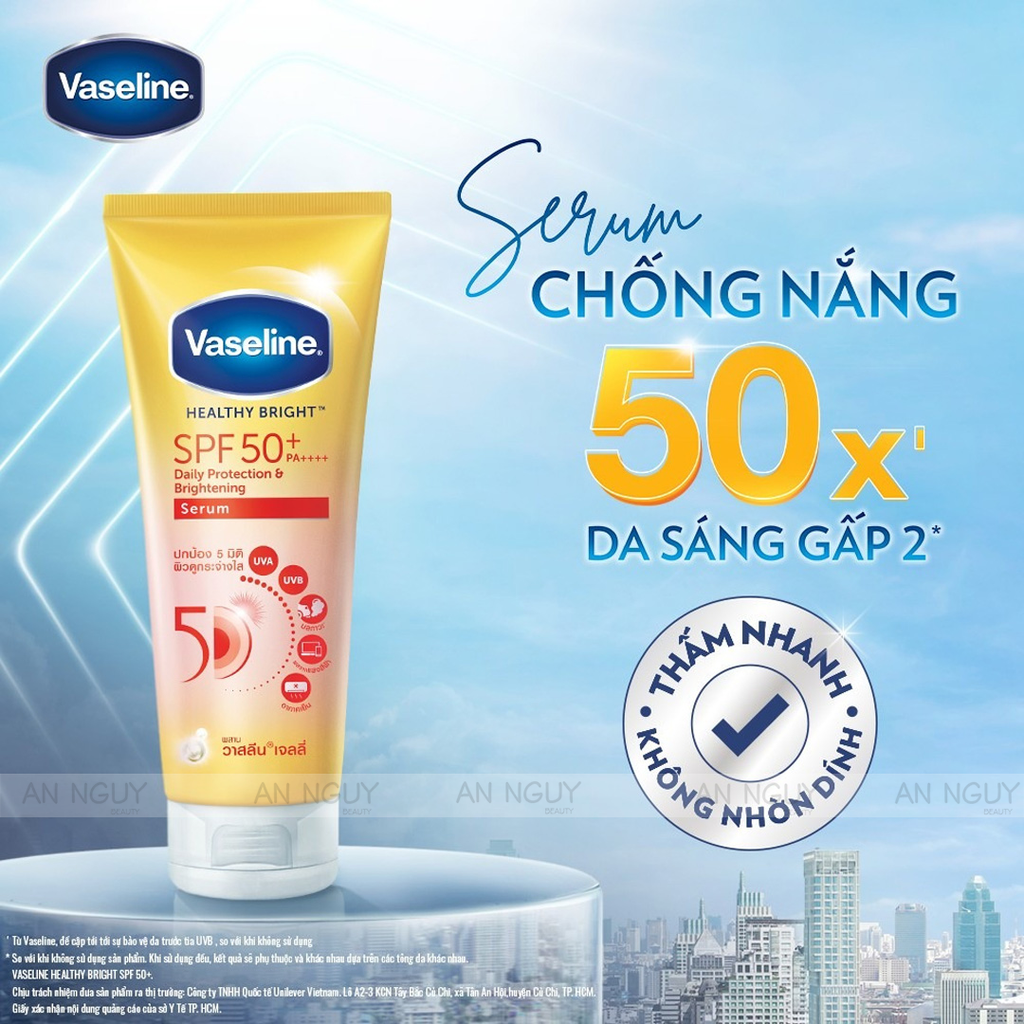 Sữa Chống Nắng Vaseline Healthy Bright Sun + Pollution Protection SPF 50+ PA++++  Dưỡng Trắng Da Cơ Thể