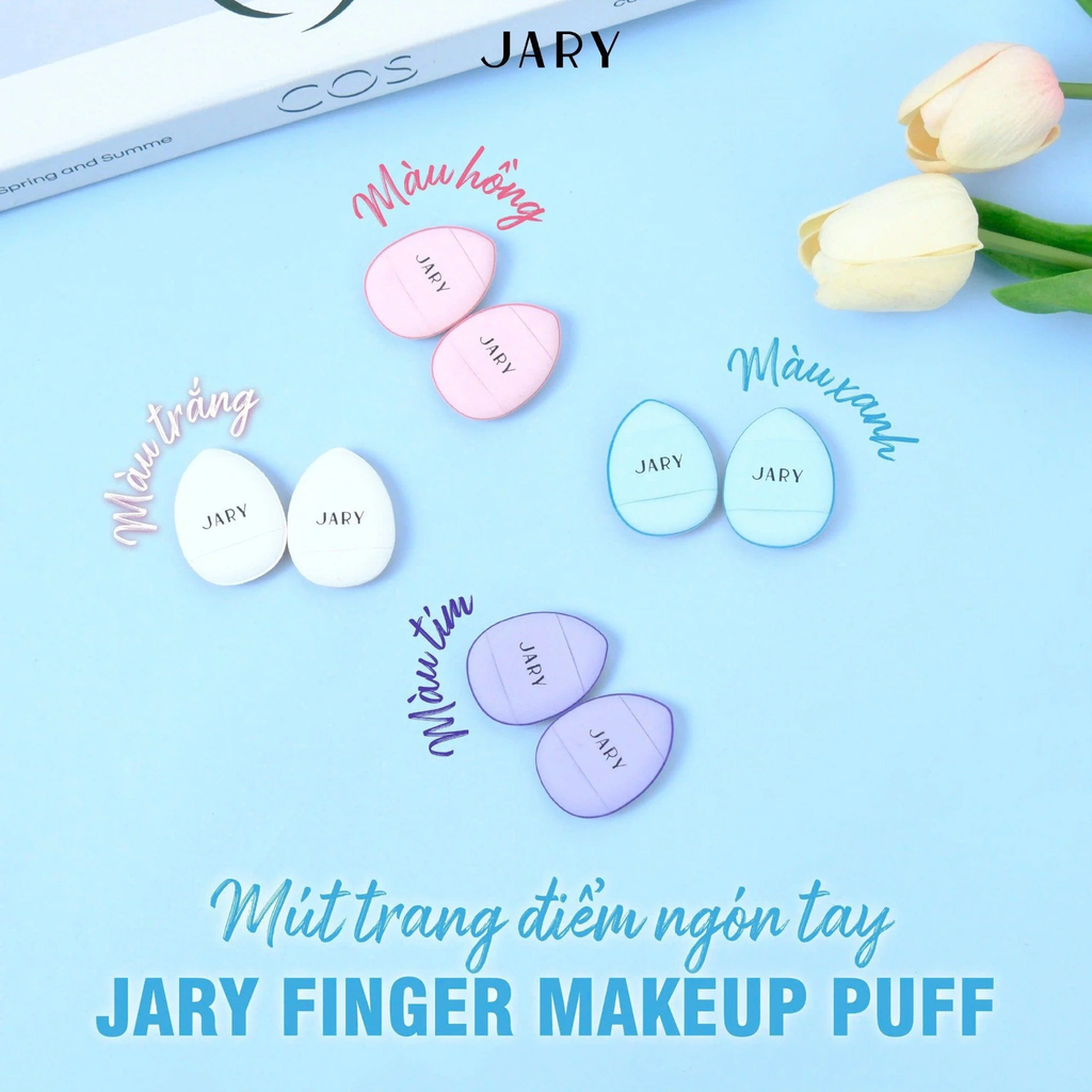 Set 2 Mút Mini Jary Finger Makeup Puff Tán Kem Nền/ Kem Che Khuyết Điểm