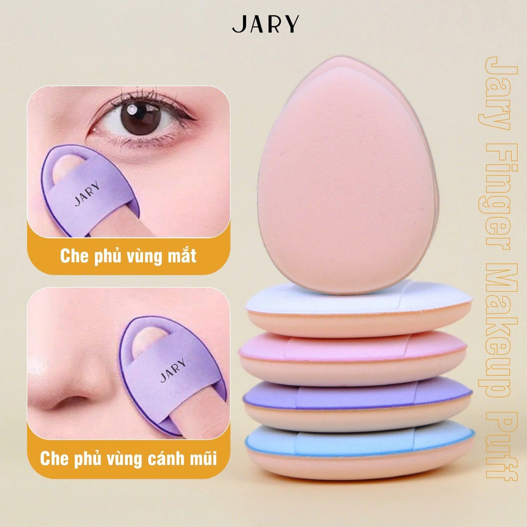 Set 2 Mút Mini Jary Finger Makeup Puff Tán Kem Nền/ Kem Che Khuyết Điểm
