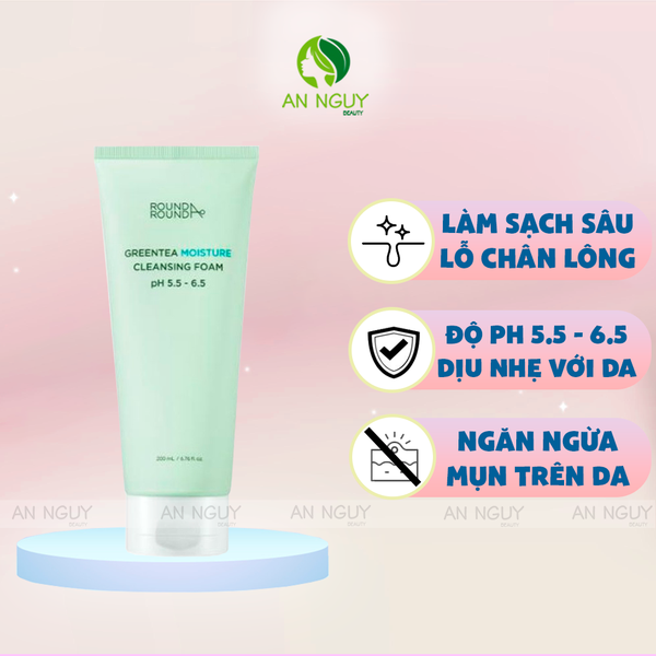 Sữa Rửa Mặt RoundAround Greentea Moisture Cleansing Foam 200ml