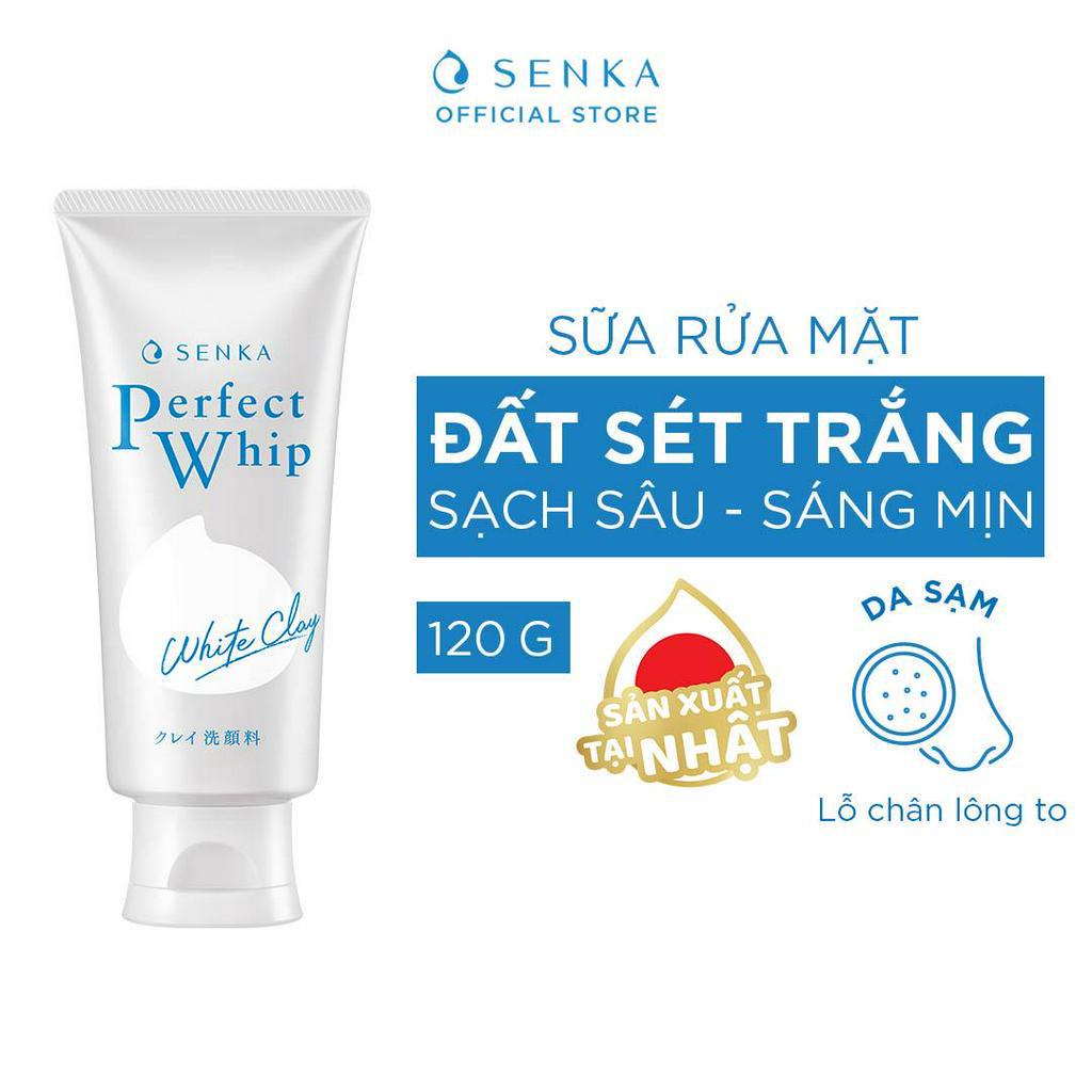 Sữa Rửa Mặt Đất Sét Trắng Senka Tạo Bọt Perfect White Clay Sạch Sâu, Dưỡng Da Sáng Mịn