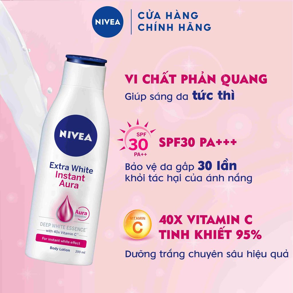 Sữa Dưỡng Thể Nivea Instant White Firming Body Lotion SPF30 PA++ Giúp Săn Da và Dưỡng Trắng 200ml