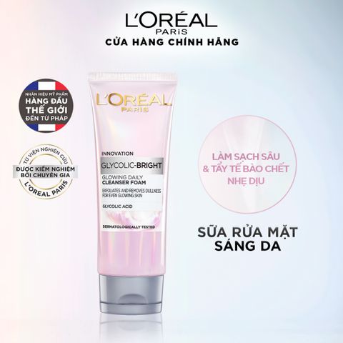 Sữa Rửa Mặt L'Oreal Glycolic-Bright Glowing Daily Cleanser Foam Sáng Da 100ml