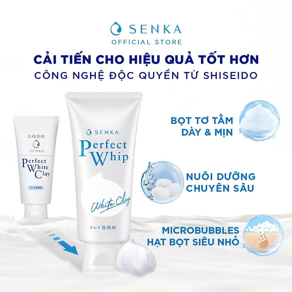 Sữa Rửa Mặt Đất Sét Trắng Senka Tạo Bọt Perfect White Clay Sạch Sâu