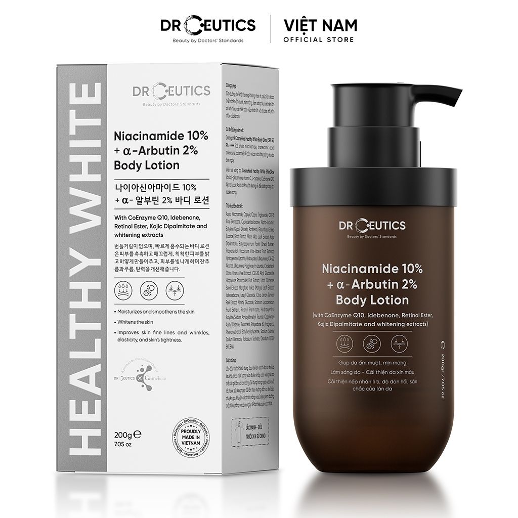 Sữa Dưỡng Thể DrCeutics Niacinamide 10%+ α- Arbutin 2% Body Lotion Hỗ Trợ Dưỡng Trắng Da 200g