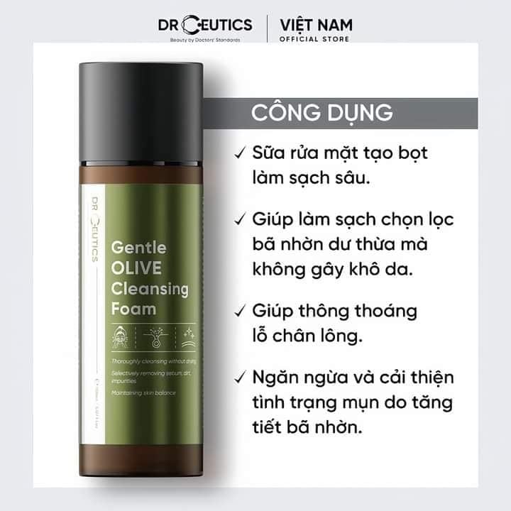 Sữa Rửa Mặt DrCeutics Gentle Olive Cleansing Foam 150ml