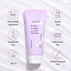 Sữa Rửa Mặt Tia'm Snail & Azulene Low PH Cleanser Làm Sạch Dịu Nhẹ