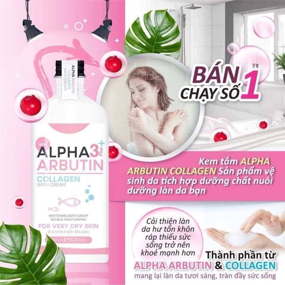 Sữa Tắm Trắng Da Alpha Arbutin 3 Plus Collagen Bath Cream Làm Trắng Da 350ml