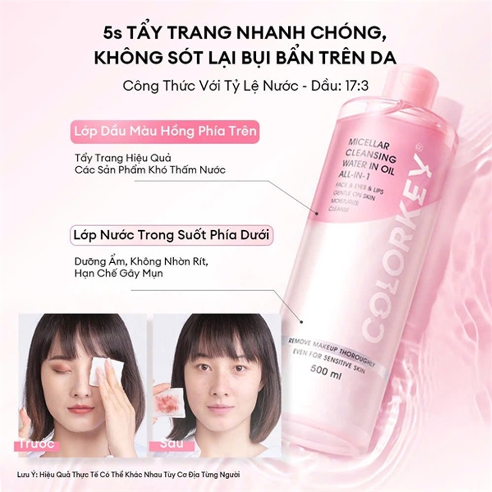 Tẩy Trang 2 Lớp Colorkey Micellar Cleansing Water In Oil All-In-1