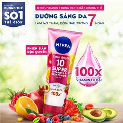 Tinh Chất Dưỡng Thể Nivea Extra Bright 10 Super Vitamins & Skin Foods Serum SPF15 Sáng Da, Mờ Thâm Nám 170ml