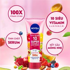 Tinh Chất Dưỡng Thể Nivea Extra Bright 10 Super Vitamins & Skin Foods Serum SPF15 Sáng Da, Mờ Thâm Nám 170ml