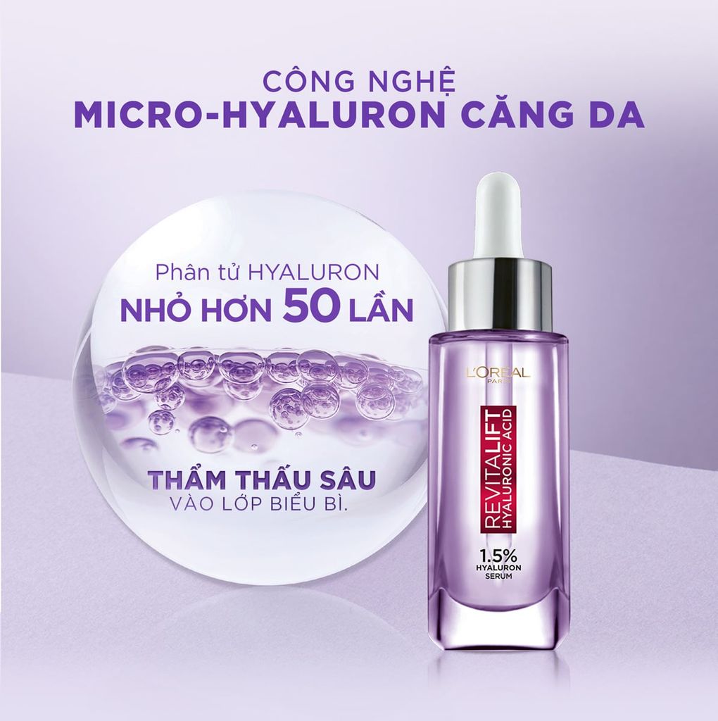 Tinh Chất Cấp Nước L’Oreal Revitalift Hyaluronic Acid 1.5% Hyaluron Repluming Serum Dưỡng Sáng Da