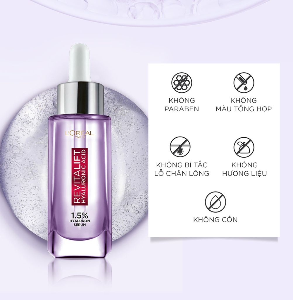 Tinh Chất Cấp Nước L’Oreal Revitalift Hyaluronic Acid 1.5% Hyaluron Repluming Serum Dưỡng Sáng Da