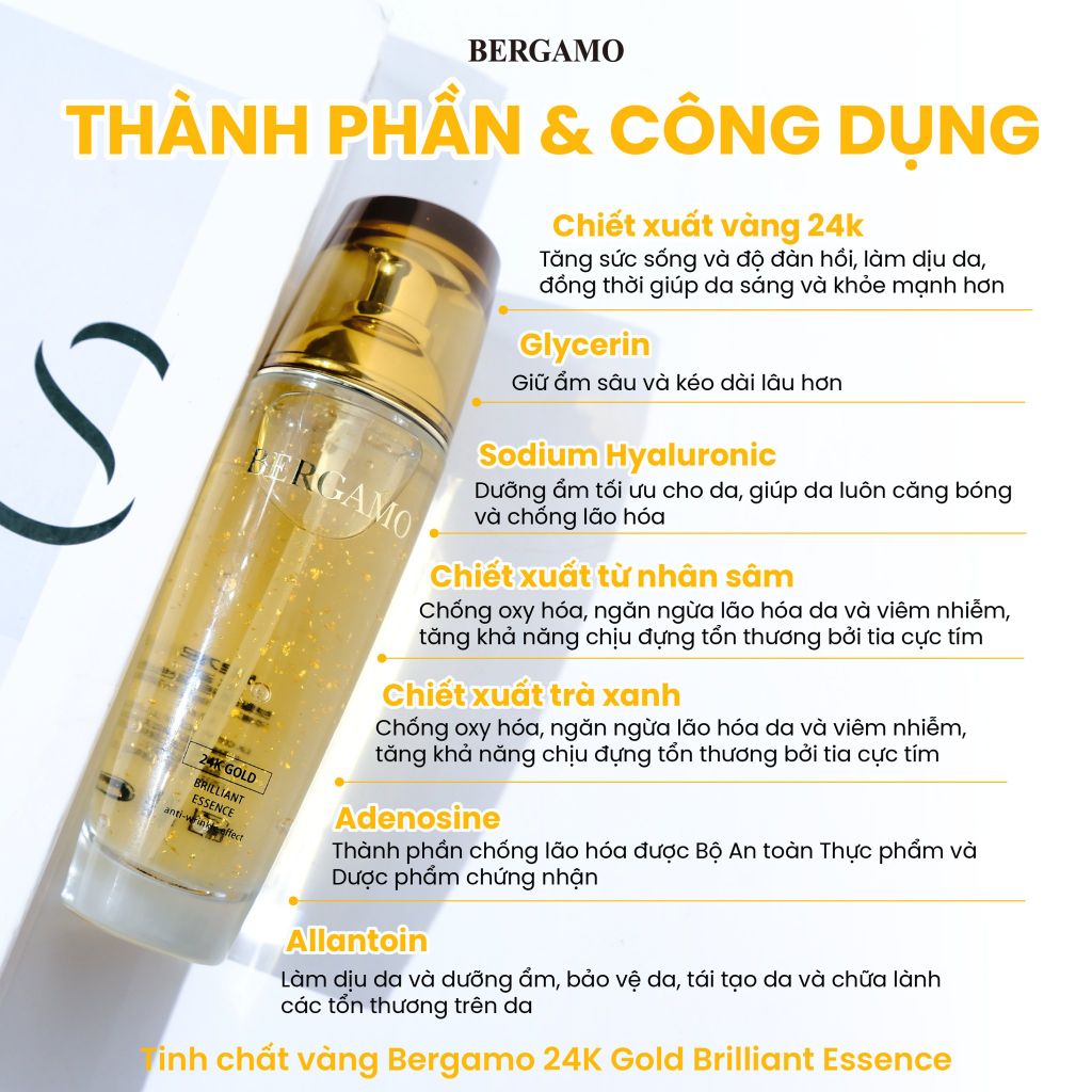 Tinh Chất Bergamo 24K Gold Brilliant Essence Chống Lão Hóa 110ml