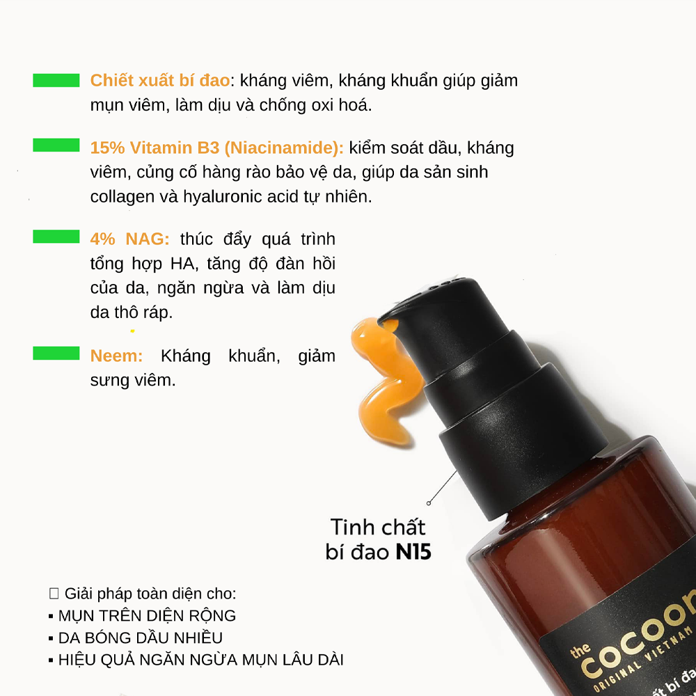 Tinh Chất Bí Đao Cocoon Winter Melon Serum N15 Giảm Bóng Nhờn Và Giảm Mụn 70ml