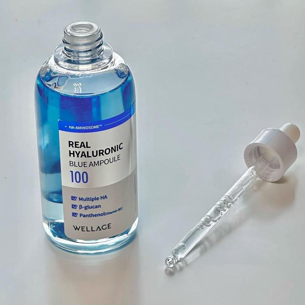 Combo Tinh Chất Cấp Nước Wellage Real Hyaluronic Blue Ampoule 60ml + Túi Refill 60ml