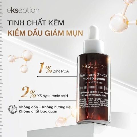 Tinh Chất Giảm Mụn Ekseption Hyaluronic ZnPCA Mixlab Serum Kiểm Soát Dầu 75ml