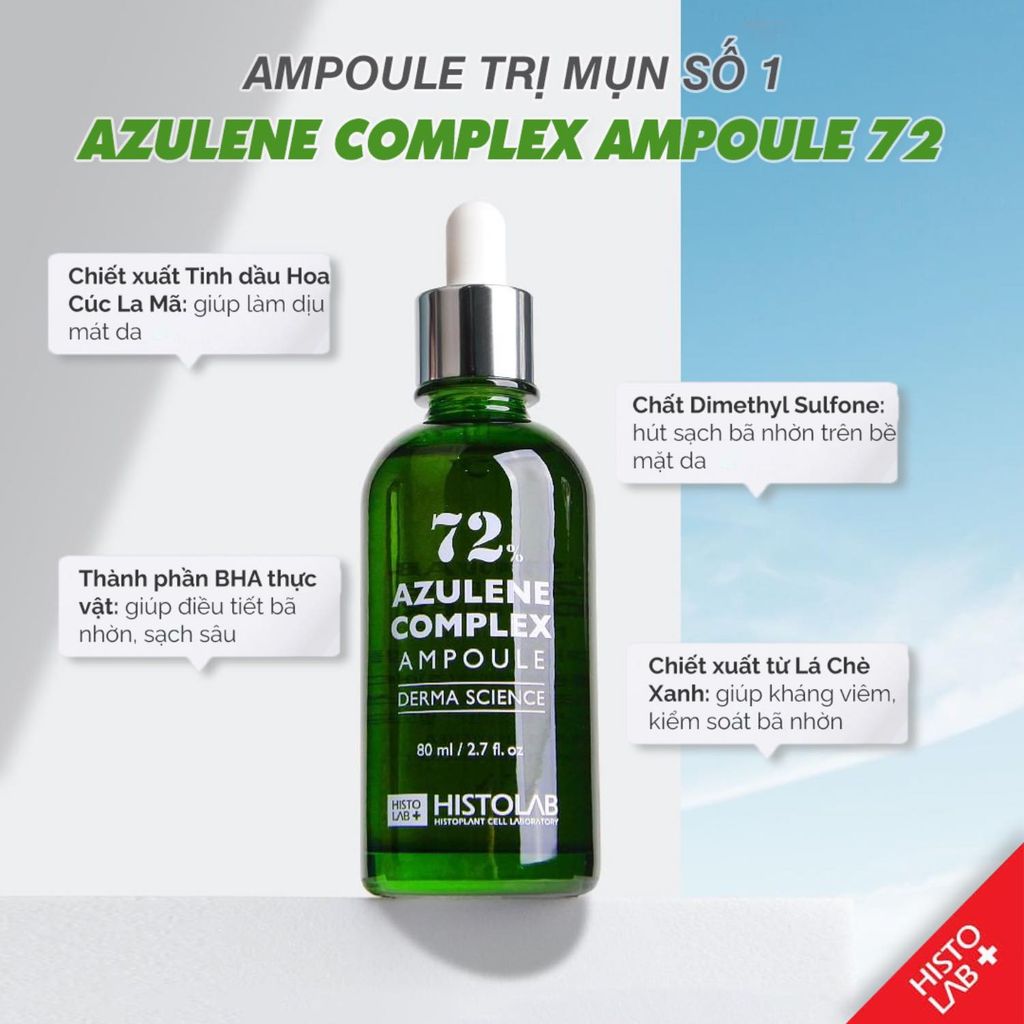 Tinh Chất Histolab 72% Azulene Complex Ampoule Kiểm Soát Dầu, Giảm Mụn 50ml