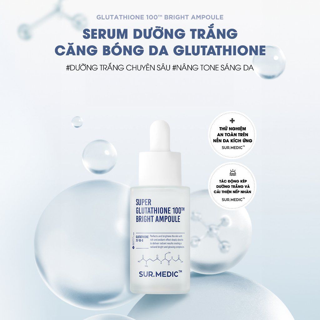 Tinh Chất Sur.Medic Super Glutathione 100 Bright Ampoule Dưỡng Trắng Da 32ml