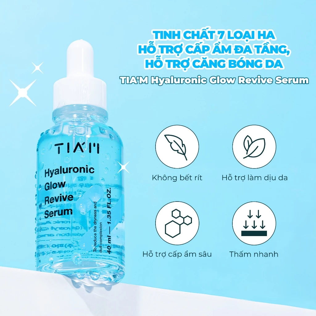 Tinh Chất Tia'm Hyaluronic Glow Revive Serum Cấp Ẩm, Căng Bóng Da 40ml