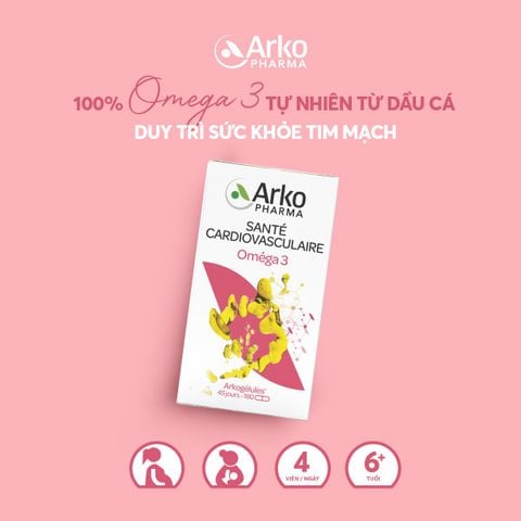 Viên Uống Dầu Cá Arkopharma Arkogelules Omega 3 Hỗ Trợ Sức Khỏe Tim Mạch 180 Viên