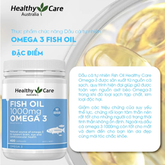 Viên Uống Dầu Cá Healthy Care Fish Oil 1000mg Omega-3 Hỗ Trợ Cải Thiện Sức Khỏe 400 Viên