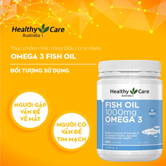 Viên Uống Dầu Cá Healthy Care Fish Oil 1000mg Omega-3 Hỗ Trợ Cải Thiện Sức Khỏe 400 Viên