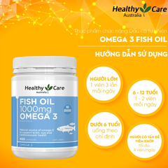 Viên Uống Dầu Cá Healthy Care Fish Oil 1000mg Omega-3 Hỗ Trợ Cải Thiện Sức Khỏe 400 Viên