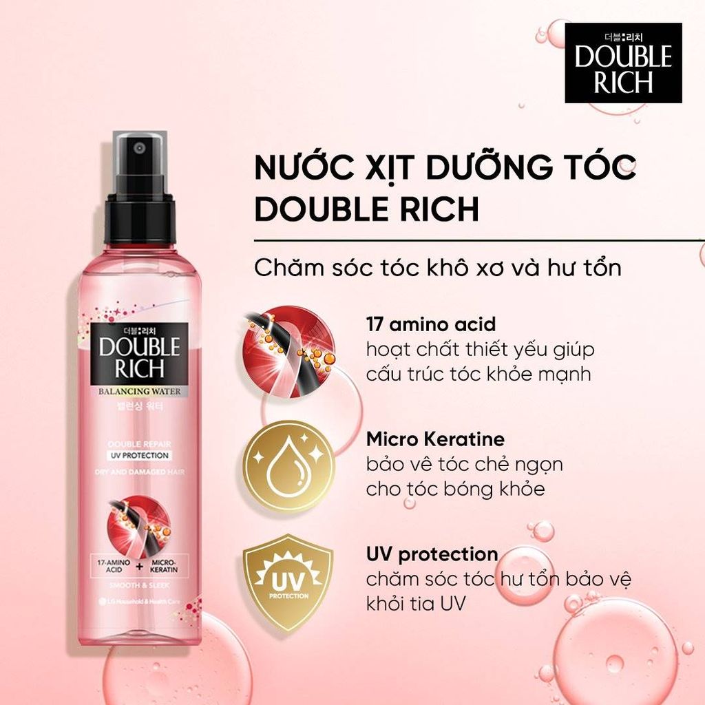 Xịt Dưỡng Tóc Double Rich Balancing Water Double Repair UV Protection Cho Tóc Khô Xơ & Hư Tổn