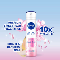 Xịt Khử Mùi Nivea Extra Bright Premium Fragrance Ngăn Mùi, Lưu Hương Thơm Lâu 150ml